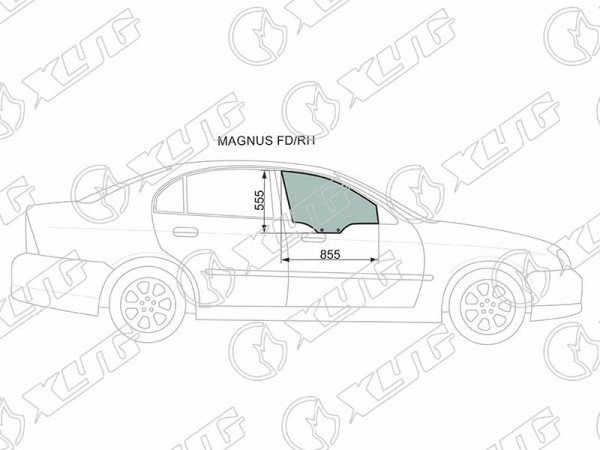 Стекло переднее правое опускное CHEVROLET EVANDA 04-06  /DAEWOO MAGNUS 00-06