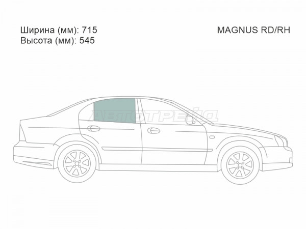 Стекло боковое опускное (Сзади / Справа / Цвет зеленый) Chevrolet Evanda 04-06  / Daewoo Evanda 00-06