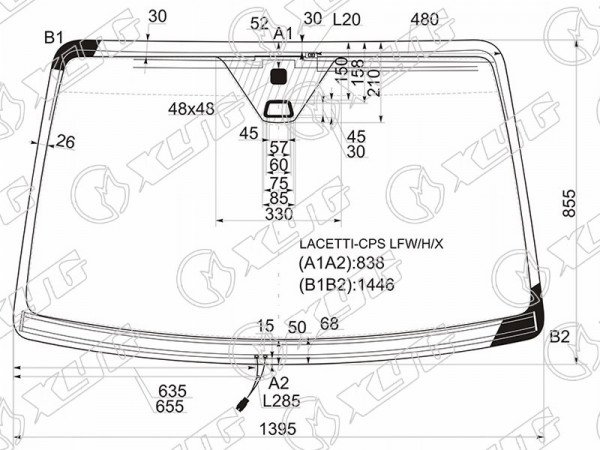 Стекло лобовое + дд с обогревом щеток CHEVROLET LACETTI  /DAEWOO NUBIRA 4 /5D 04-13
