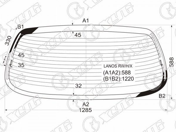 Стекло заднее с обогревом DAEWOO LANOS /SHEVROLET LANOS /ZAZ CHANCE 4D 05-09