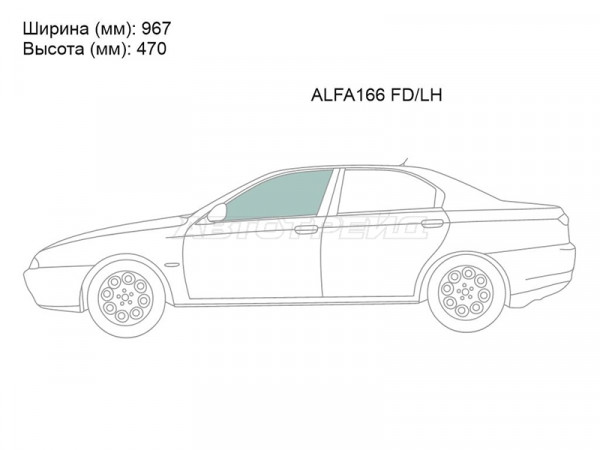 Стекло боковое опускное (Спереди / Слева / Цвет зеленый) Alfa Romeo 166 98-07