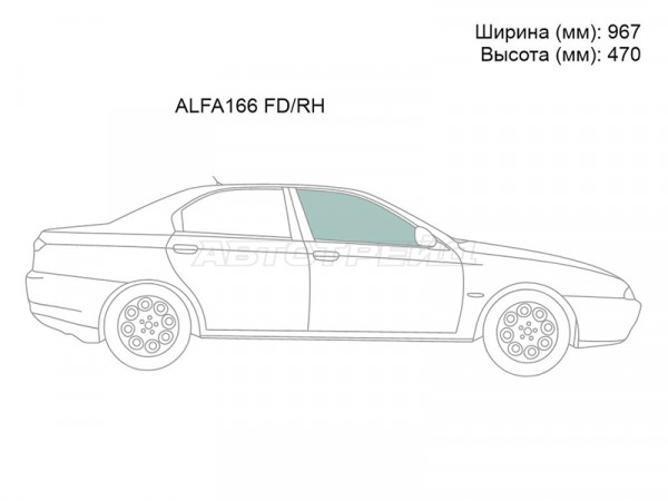 Стекло боковое опускное (Спереди / Справа / Цвет зеленый) Alfa Romeo 166 98-07
