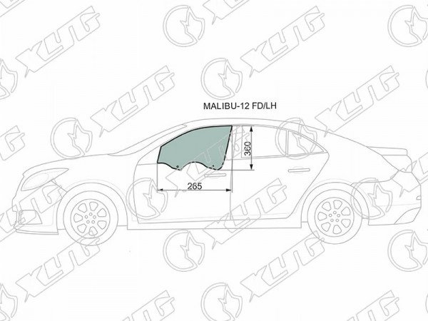 Стекло переднее  левое опускное CHEVROLET MALIBU 4D 12-16
