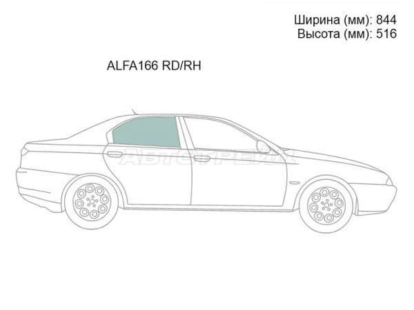 Стекло боковое опускное (Сзади / Справа / Цвет зеленый) Alfa Romeo 166 98-07