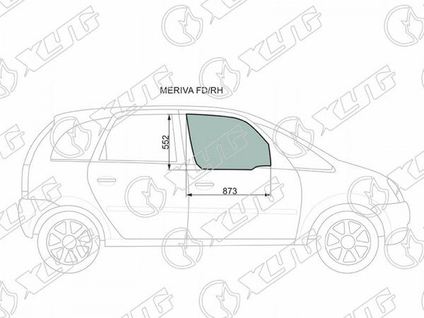 Стекло переднее правое опускное OPEL MERIVA (A)  MPV 03-10
