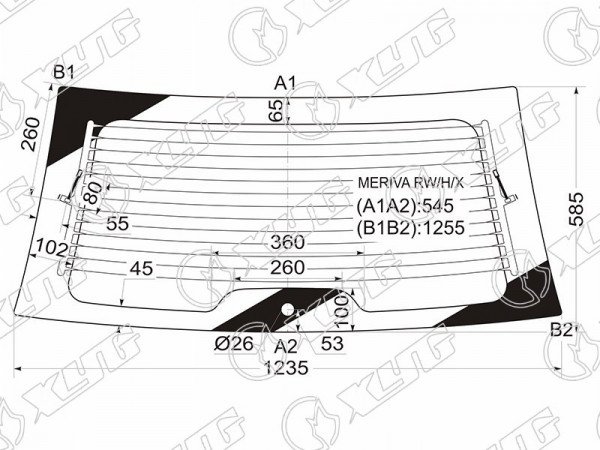 Стекло заднее (Цвет зеленый / Обогрев) Chevrolet Meriva 04-12  / Opel Meriva 03-10