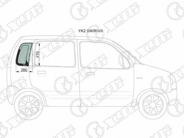 Стекло кузова (собачник) заднее правое SUZUKI WAGON R 5D 00-10