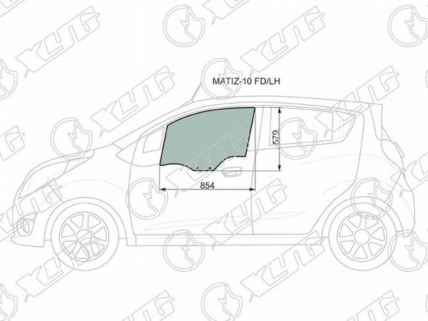 Стекло переднее левое опускное DAEWOO MATIZ III CREATIVE 09-11 /CHEVROLET SPARK 10-