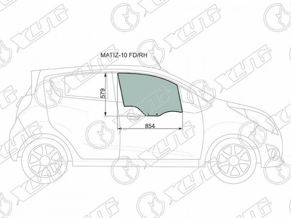 Стекло переднее правое опускное DAEWOO MATIZ III CREATIVE 09-11 /CHEVROLET SPARK 10-