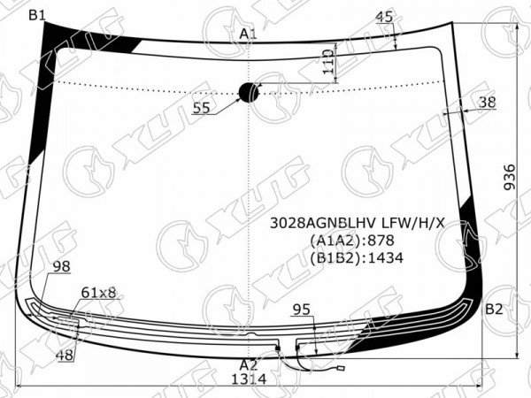 Стекло лобовое с обогревом щеток DAEWOO MATIZ III CREATIVE 09-11 /CHEVROLET SPARK 10-