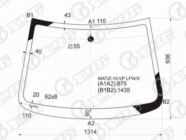 Стекло лобовое DAEWOO MATIZ III CREATIVE 09-11 /CHEVROLET SPARK 10-