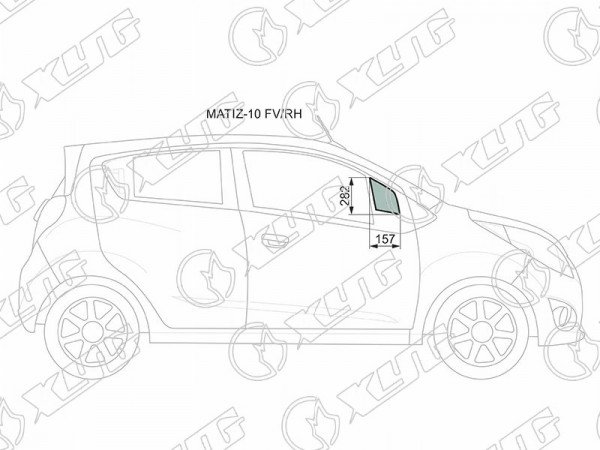 Стекло форточки (Спереди / Справа / Цвет зеленый) Chevrolet Spark 10-22  / Daewoo Matiz 09-11