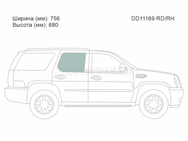 Стекло боковое опускное (Сзади / Справа / Цвет зеленый) Chevrolet Suburban 06-13