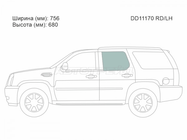Стекло боковое опускное (Сзади / Слева / Цвет зеленый) Cadillac Escalade 06-15  / Chevrolet Suburban 06-13