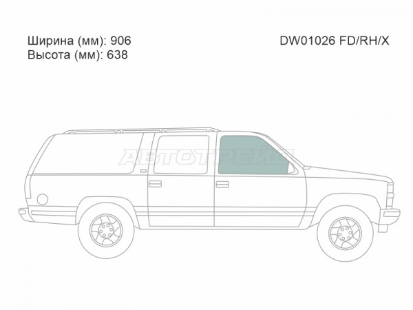 Стекло боковое опускное (Спереди / Справа / Цвет зеленый) Chevrolet Suburban 94-00