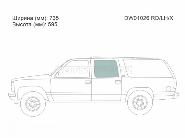 Стекло боковое опускное (Сзади / Слева / Цвет зеленый) Chevrolet Suburban 94-00