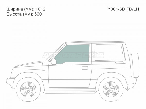 Стекло боковое опускное (Спереди / Слева / Цвет зеленый) Suzuki Escudo 88-97  / Chevrolet Tracker 88-97