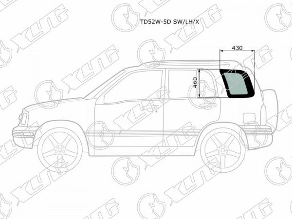 Стекло кузова (собачник) заднее левое SUZUKI GRAND VITARA /ESCUDO /CHEVROLET TRACKER 5D 97-05