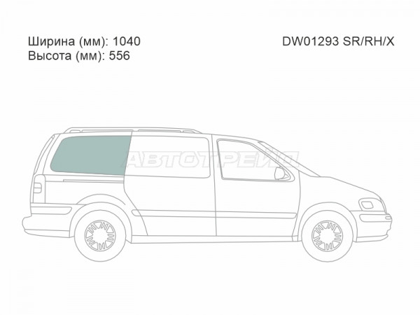 Стекло кузова боковое (не опускное) (Справа / Цвет зеленый) Chevrolet Venture 96-00  / Opel Sintra 96-99