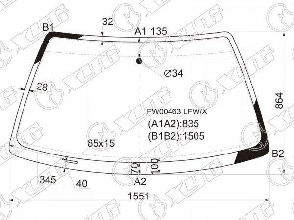 Стекло лобовое Audi 100 82-90