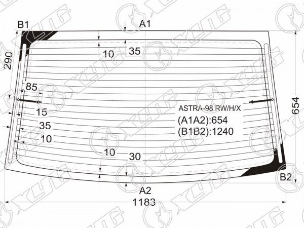 Стекло заднее с обогревом OPEL ASTRA G 4D 98-04 /CHEVROLET VIVA 4D 04-08