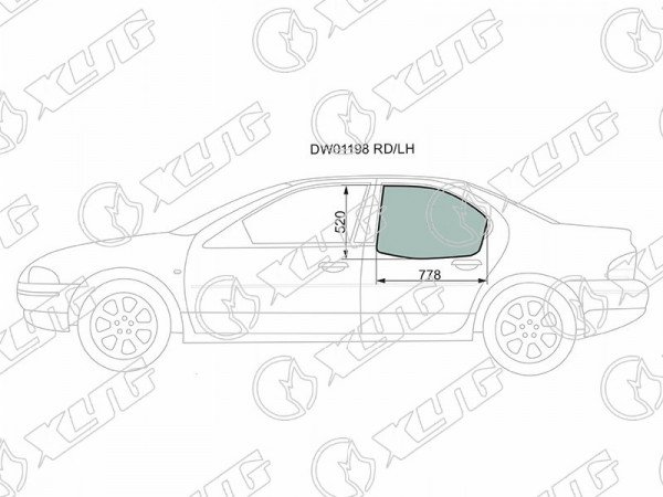 Стекло заднее левое опускное CHRYSLER CIRRUS /DODGE STRATUS 4D 95-00