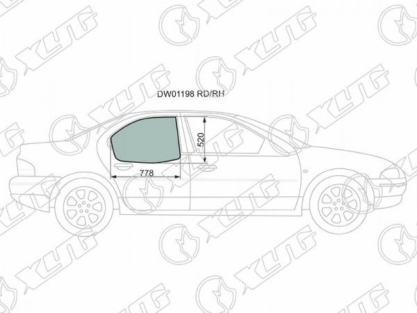 Стекло заднее правое опускное CHRYSLER CIRRUS /DODGE STRATUS 4D 95-00