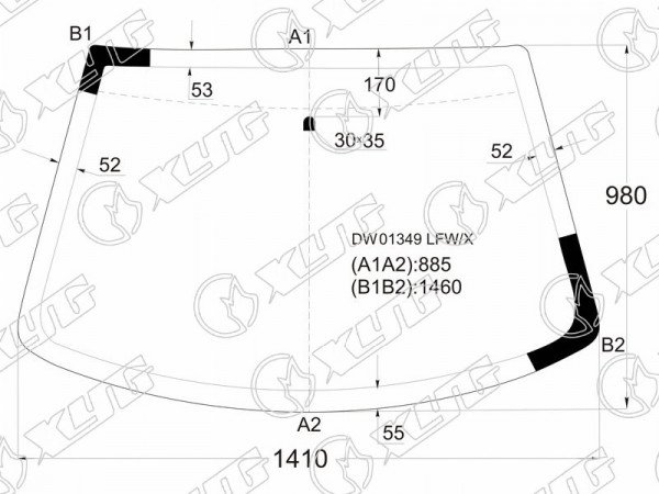 Стекло лобовое CHRYSLER NEON /DODGE NEON (USA) 4D 99-05