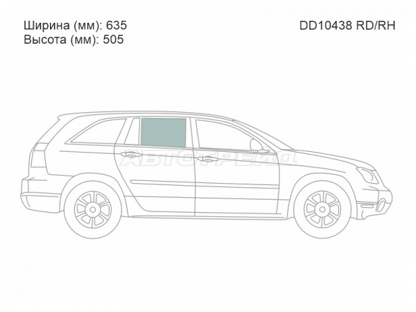 Стекло боковое опускное (Сзади / Справа / Цвет зеленый) Chrysler Pacifica 03-08