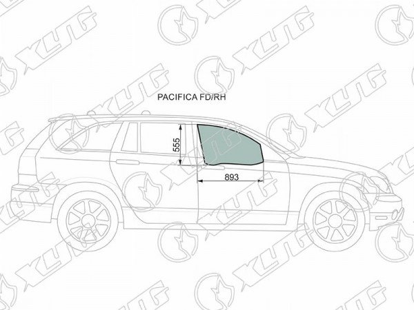 Стекло переднее правое опускное CHRYSLER PACIFICA 5D 04-08