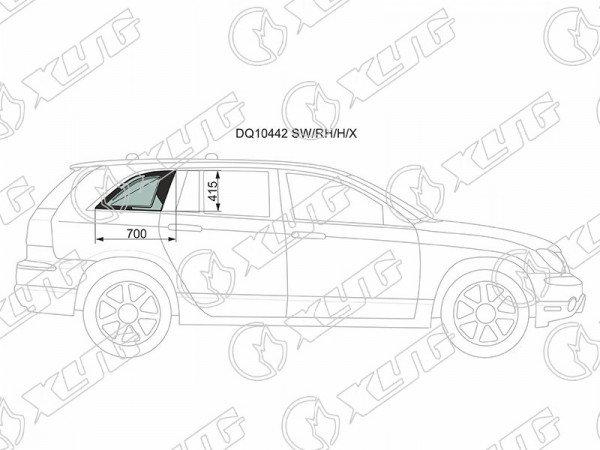 Стекло кузова (собачник) заднее правое с антеной CHRYSLER PACIFICA 5D 04-08