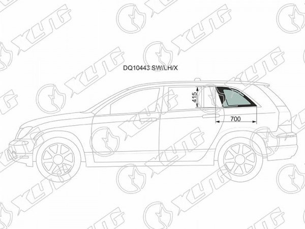 Стекло кузова (собачник) заднее левое CHRYSLER PACIFICA 5D 04-08