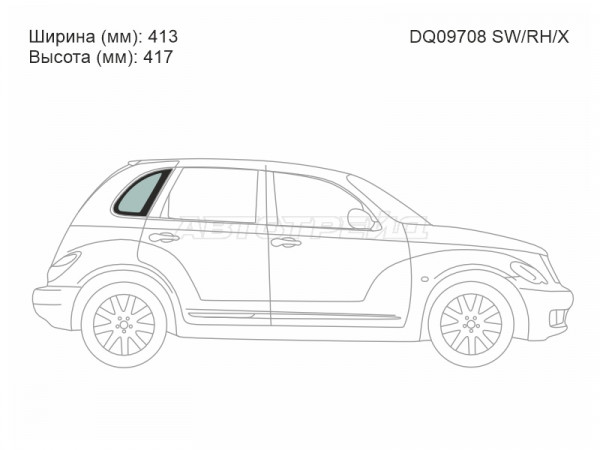 Стекло кузова боковое (не опускное) (Справа / Цвет зеленый) Chrysler PT Cruiser 00-10