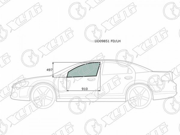 Стекло боковое опускное (Спереди / Справа / Цвет зеленый) Chrysler Sebring 00-06  / Dodge Stratus 00-06