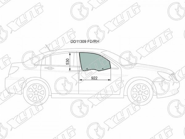 Стекло переднее правое опускное CHRYSLER SEBRING 4D 07-11 /DODGE AVENGER 4D 07-14