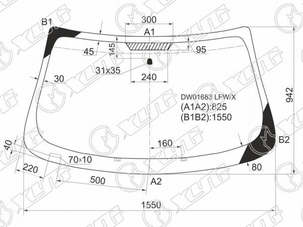 Стекло лобовое CHRYSLER SEBRING 4D 07-11 /DODGE AVENGER 4D 07-14