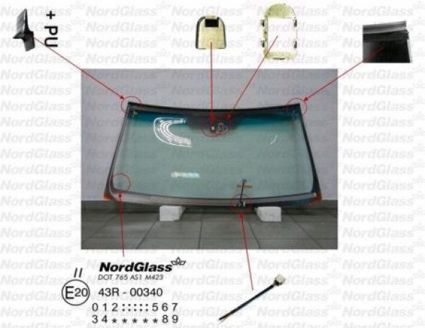 NDG TOYOTA LANDCRUISER 150 PRADO 2009- СТЕКЛО ВЕТРОВОЕ ЗЕЛЕНОЕ - SOLAR CONTROL/ЗЕЛЕНАЯ ПОЛОСА-  С ОБОГРЕВОМ-ДАТЧИК СВЕТА/ДОЖДЯ-ИНКАП