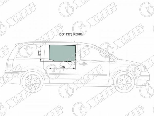 Стекло заднее правое опускное CHRYSLER TOWN&COUNTRY 08-16 /DODGE CARAVAN 07-