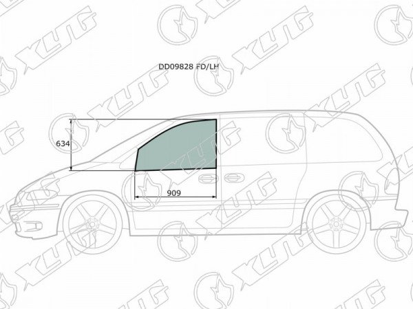 Стекло переднее левое опускное CHRYSLER VOYAGER /TOWN&COUNTRY /DODGE CARAVAN 96-00