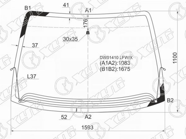 Стекло лобовое с обогревом щеток CHRYSLER VOYAGER /TOWN&COUNTRY 96-00 /DODGE CARAVAN 96-07