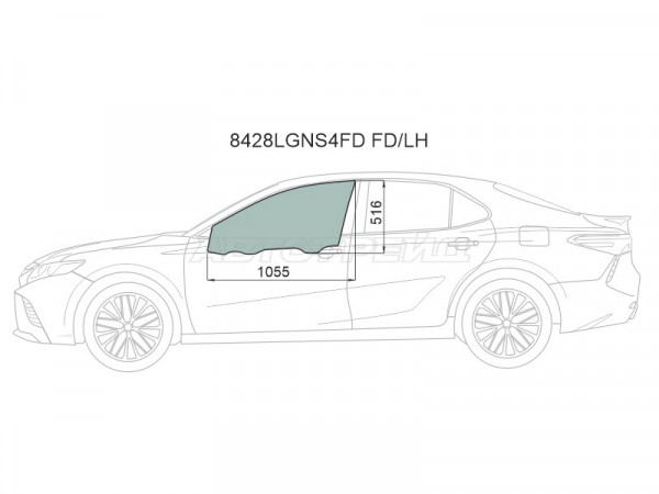 Стекло боковое опускное (Спереди / Слева / Цвет зеленый / Крепления) Toyota Camry (XV70) 17-21  / Camry UAE /USA 17-20