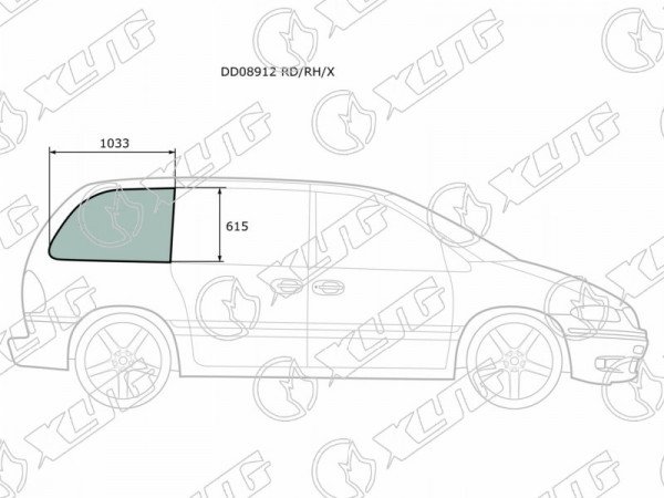 Стекло средне правое цельное CHRYSLER VOYAGER /TOWN&COUNTRY /DODGE CARAVAN 96-00