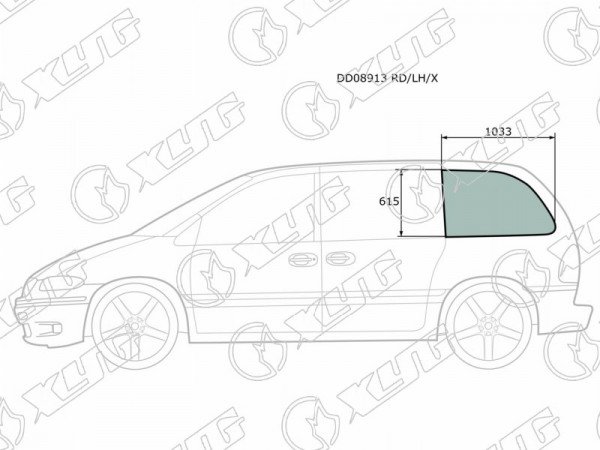 Стекло среднее левое цельное CHRYSLER VOYAGER /TOWN&COUNTRY /DODGE CARAVAN 96-00