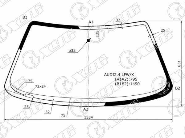 Стекло лобовое Audi A6 94-97  / 100 91-95