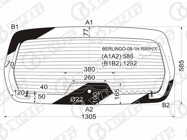 Стекло заднее (Цвет зеленый / Обогрев) Citroen Berlingo 08-22  / Peugeot Partner 08-15