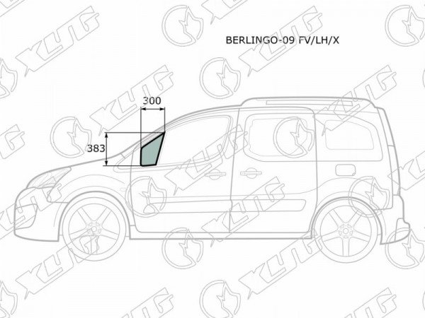 Стекло форточки (уголок) переднее левое CITROEN BERLINGO /PEUGEOT PARTNER 08-