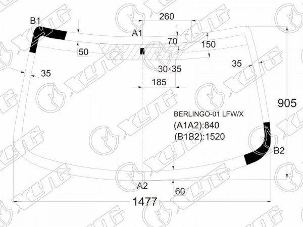 Стекло лобовое Citroen Berlingo 96-12  / Peugeot Partner 96-12