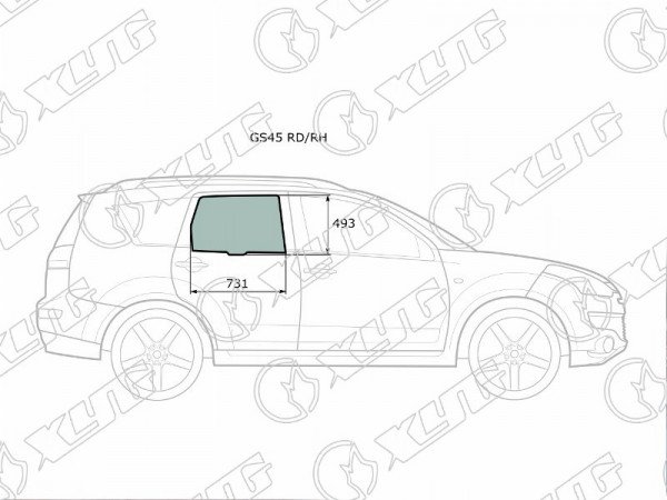 Стекло заднее правое опускное MITSUBISHI OUTLANDER XL CW#W 05-12 /PEUGEOT 4007 07-12