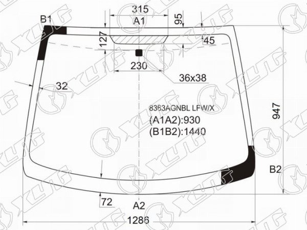 Стекло лобовое TOYOTA AYGO /PEUGEOT 107 /CITROEN C1 3 /5D 05-14