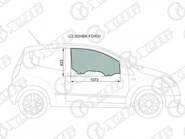 Стекло переднее правое опускное CITROEN C2 03-08